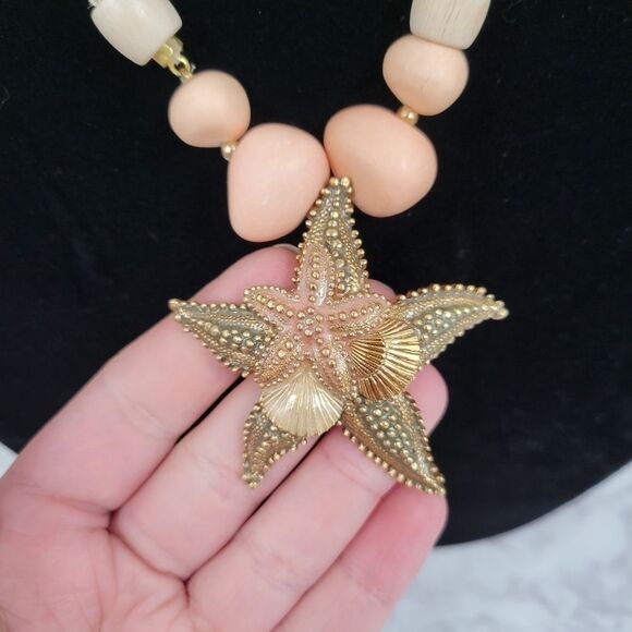 Vintage 80s Pastel Jewelry Set Starfish Pendant Necklace Earrings Bracelet - Picture 16 of 16